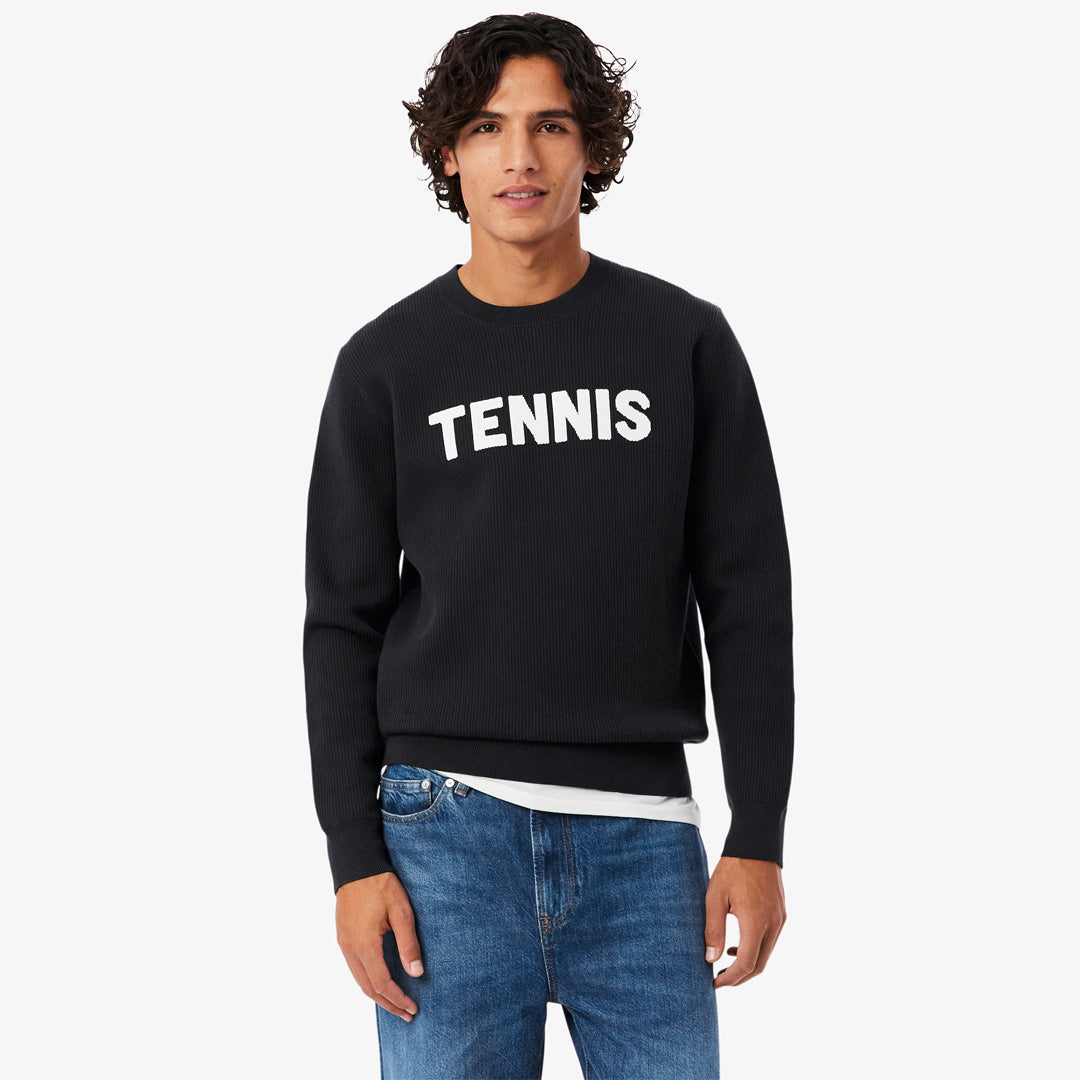 Lacoste Men's Jacquard Tennis Sweater - Black