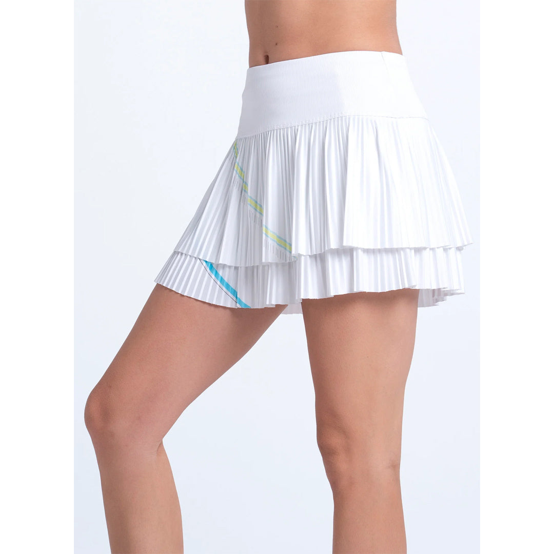 Lucky In Love Women's Lavish Lane Stroke Pleated Skort - White/Multi