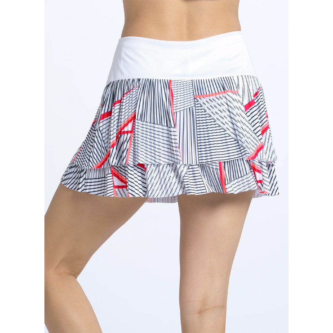 Lucky In Love Women's Glow Set Geo Glow Pleated Skort - White/Multi