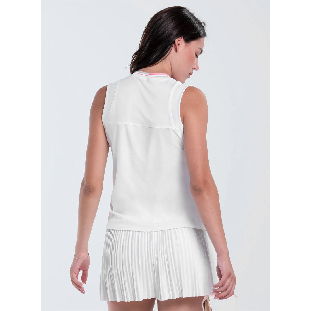 Lucky In Love Women's Weave It To Me V-Neck Tank - White/Pink