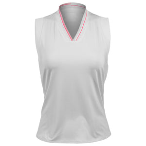 Lucky In Love Women's Weave It To Me V-Neck Tank - White/Pink