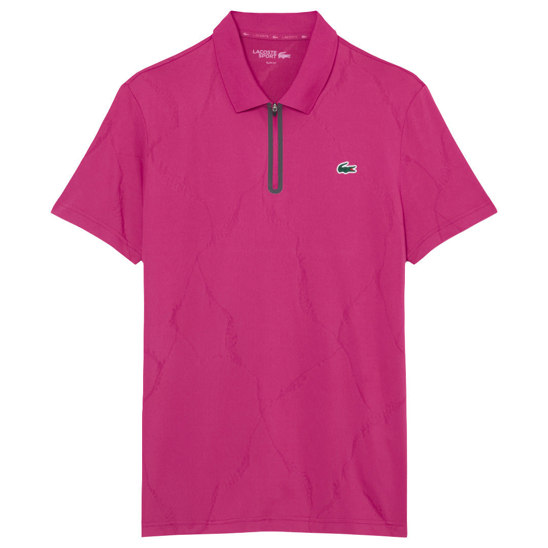 Lacoste Men's Ultra Dry Jacquard Tennis Polo - Rubine Red