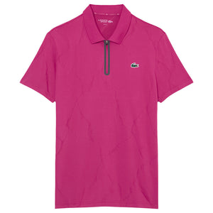 Lacoste Men's Ultra Dry Jacquard Tennis Polo - Rubine Red