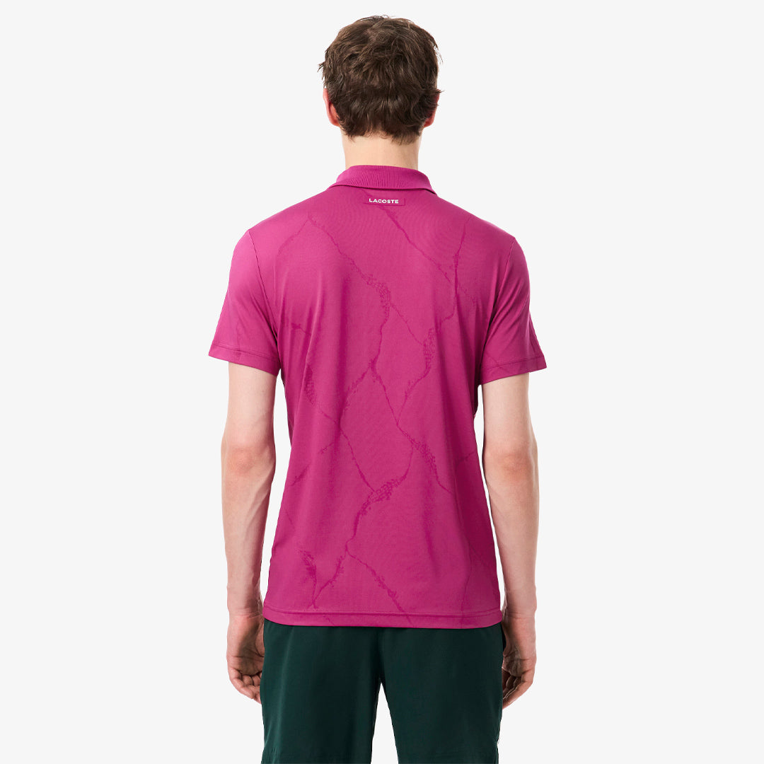 Lacoste Men's Ultra Dry Jacquard Tennis Polo - Rubine Red