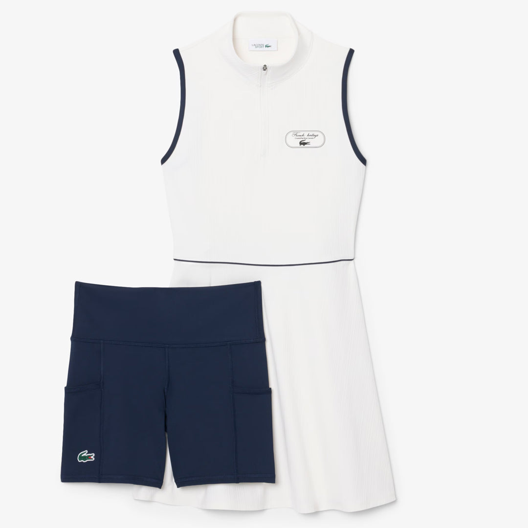 Lacoste Women's Badge Accent Heritage Tennis Dress - Flour/Navy