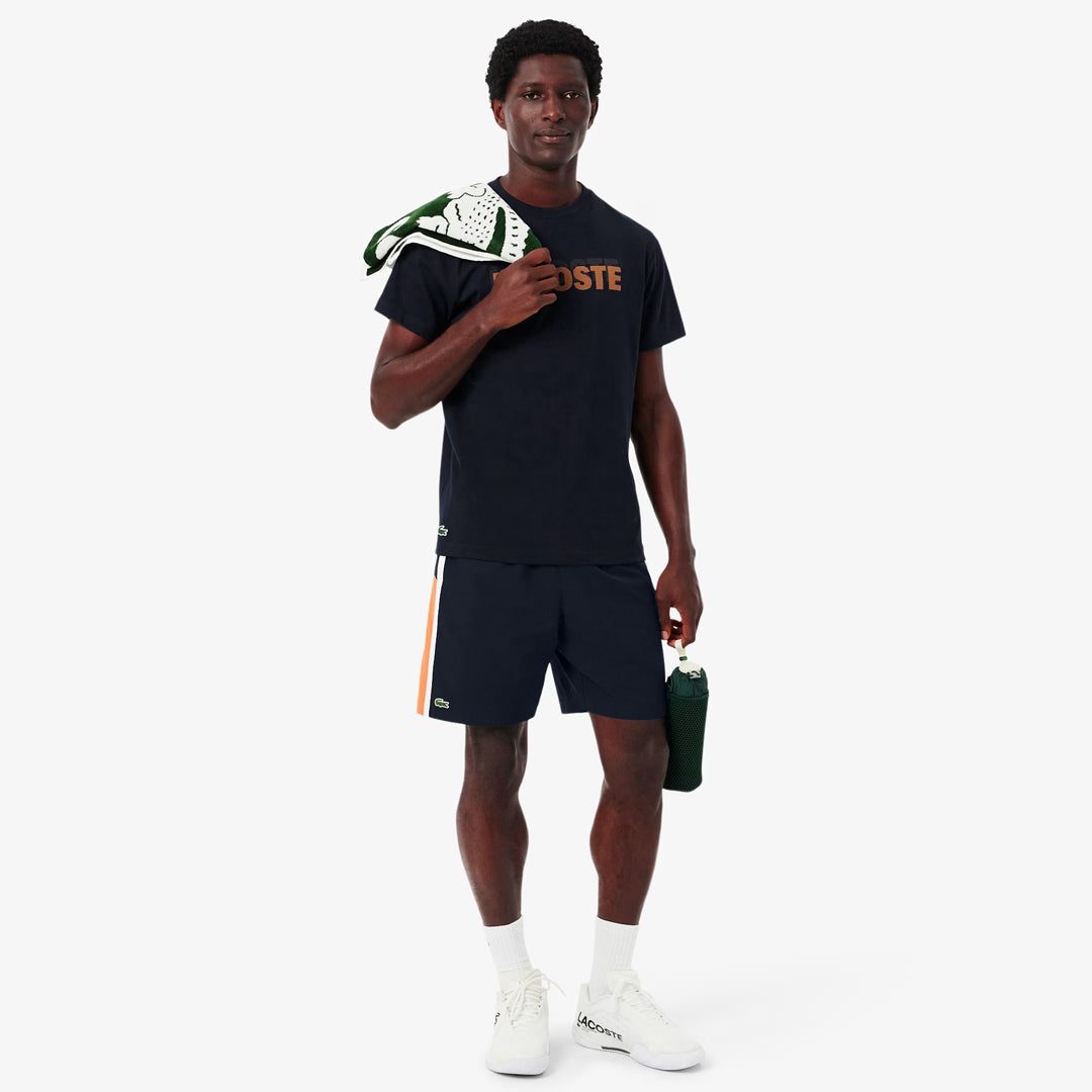 Lacoste Men's Colourblock Striped Short - Navy Blue/Orange