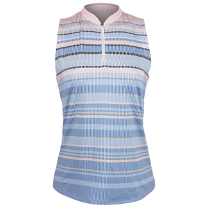 Lucky In Love Women's Linen Nouveau Zip Tank - Periwinkle