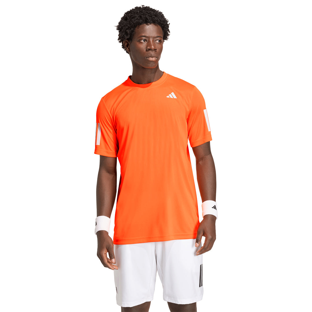 adidas Men's Club 3 Stripe Tee - Pure Orange