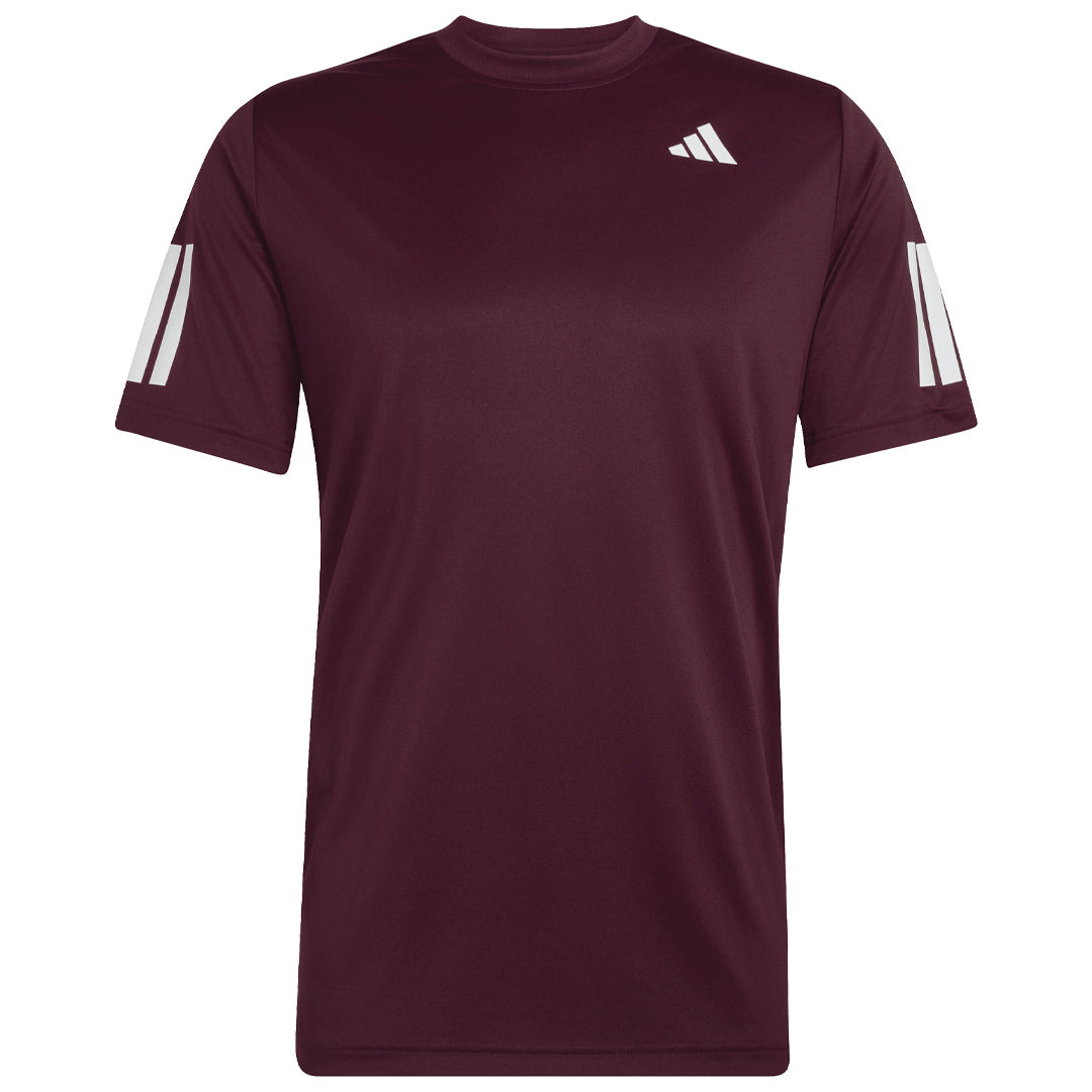 adidas Men's Club 3 Stripe Tee - Maroon