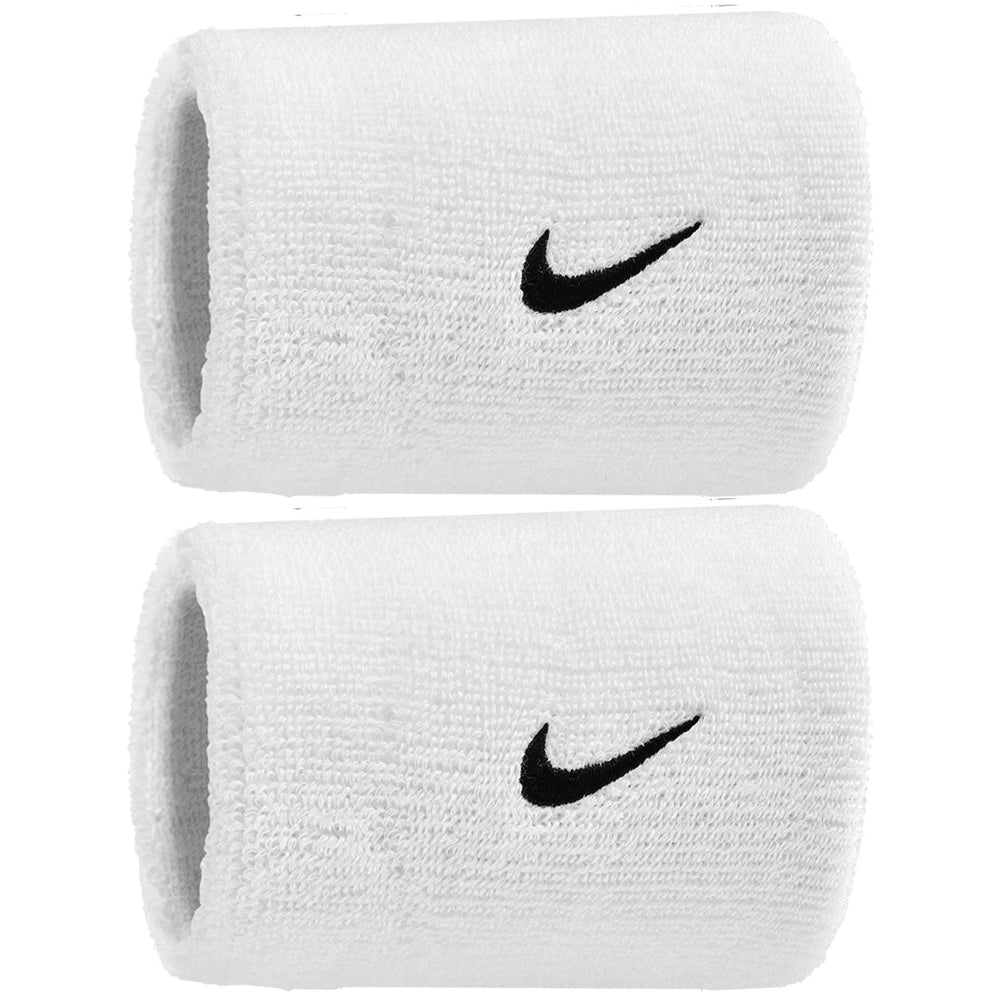 Nike Double Wide Classic Swoosh Wristband 2 Pack - White/Black