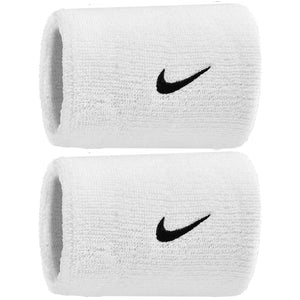 Nike Double Wide Classic Swoosh Wristband 2 Pack - White/Black