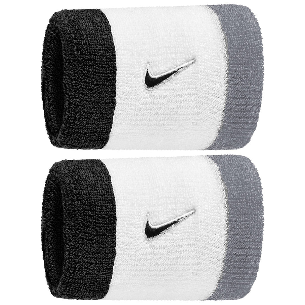 Nike Double Wide Classic Swoosh Wristband 2 Pack - White/Cool Grey