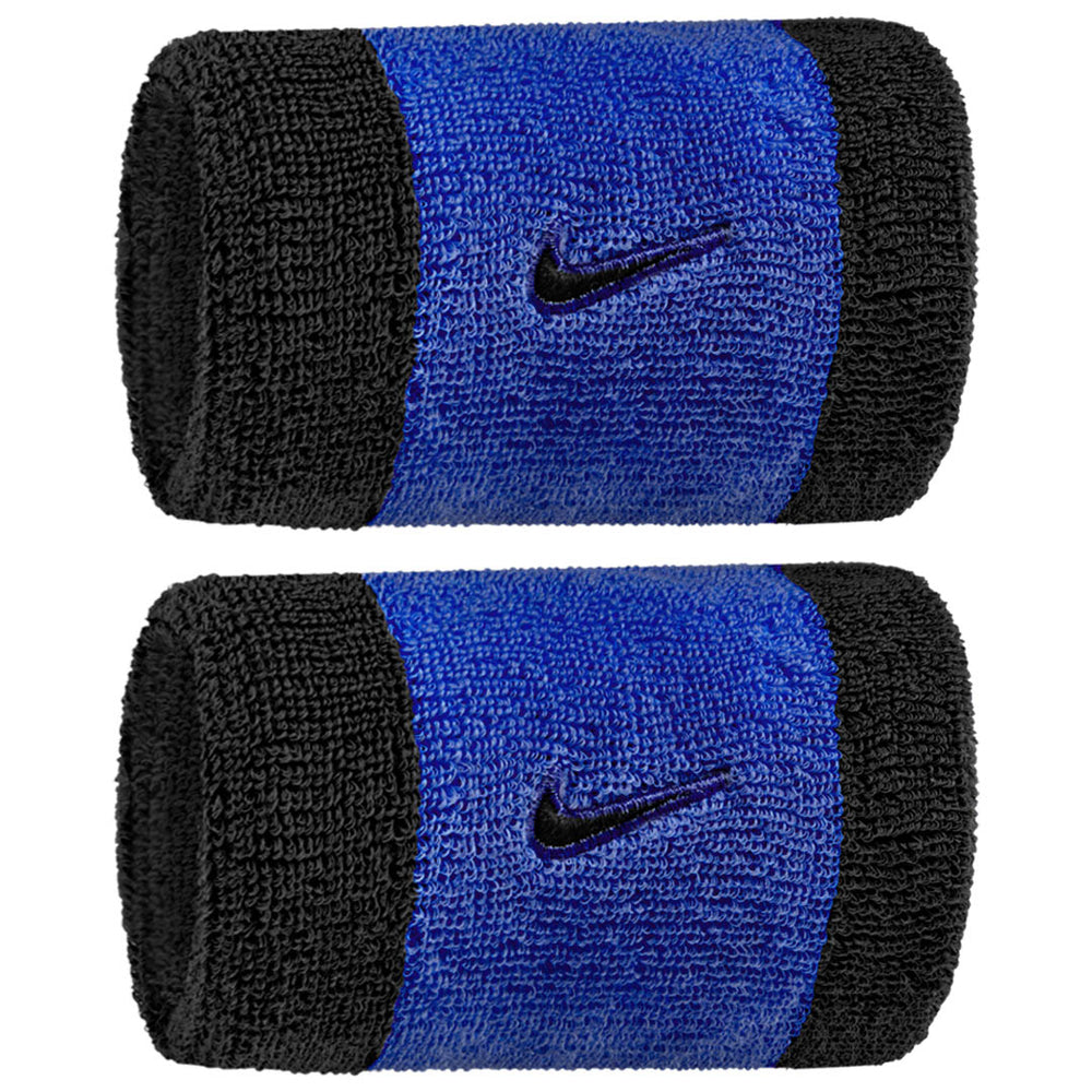 Nike Double Wide Classic Swoosh Wristband 2 Pack - Comet Blue/Black