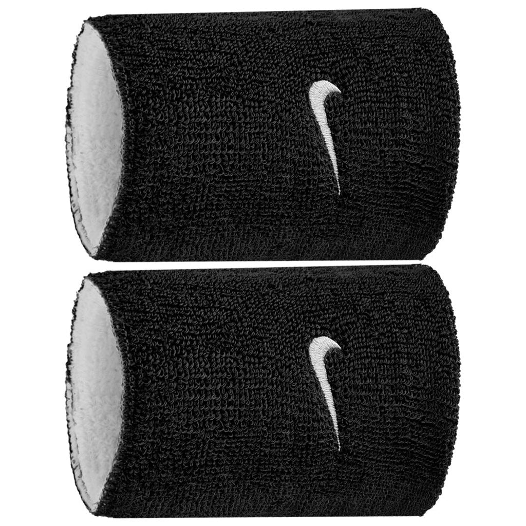 Nike Swoosh Double Wide Reversible Wristband 2 Pack - Black/White