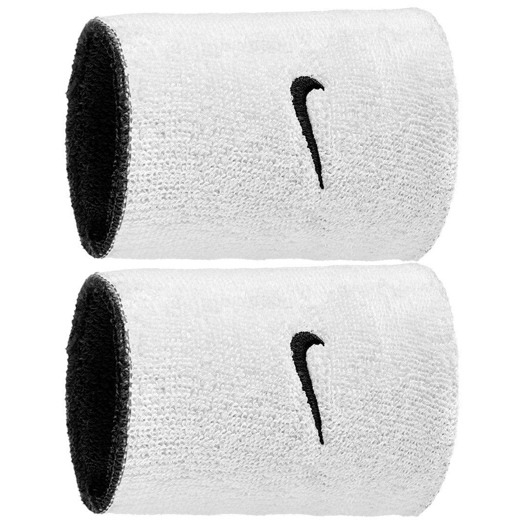 Nike Swoosh Double Wide Reversible Wristband 2 Pack - Black/White