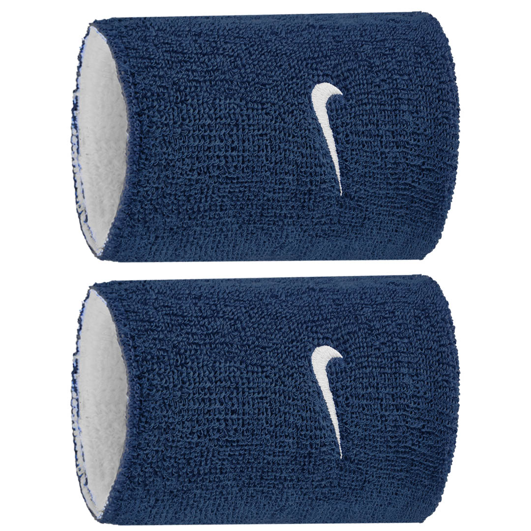 Nike Swoosh Double Wide Reversible Wristband 2 Pack - Classic Navy/White