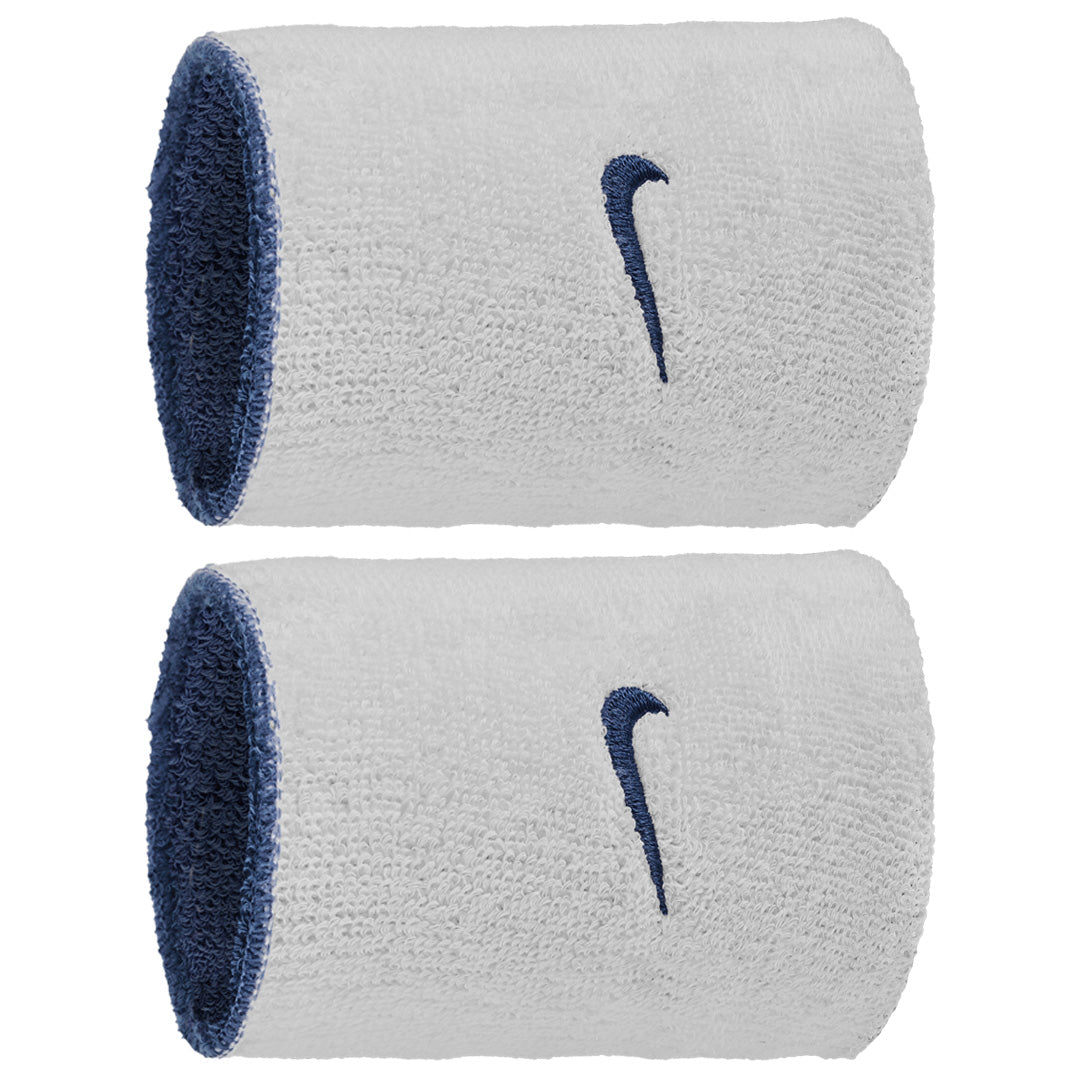 Nike Swoosh Double Wide Reversible Wristband 2 Pack - Classic Navy/White