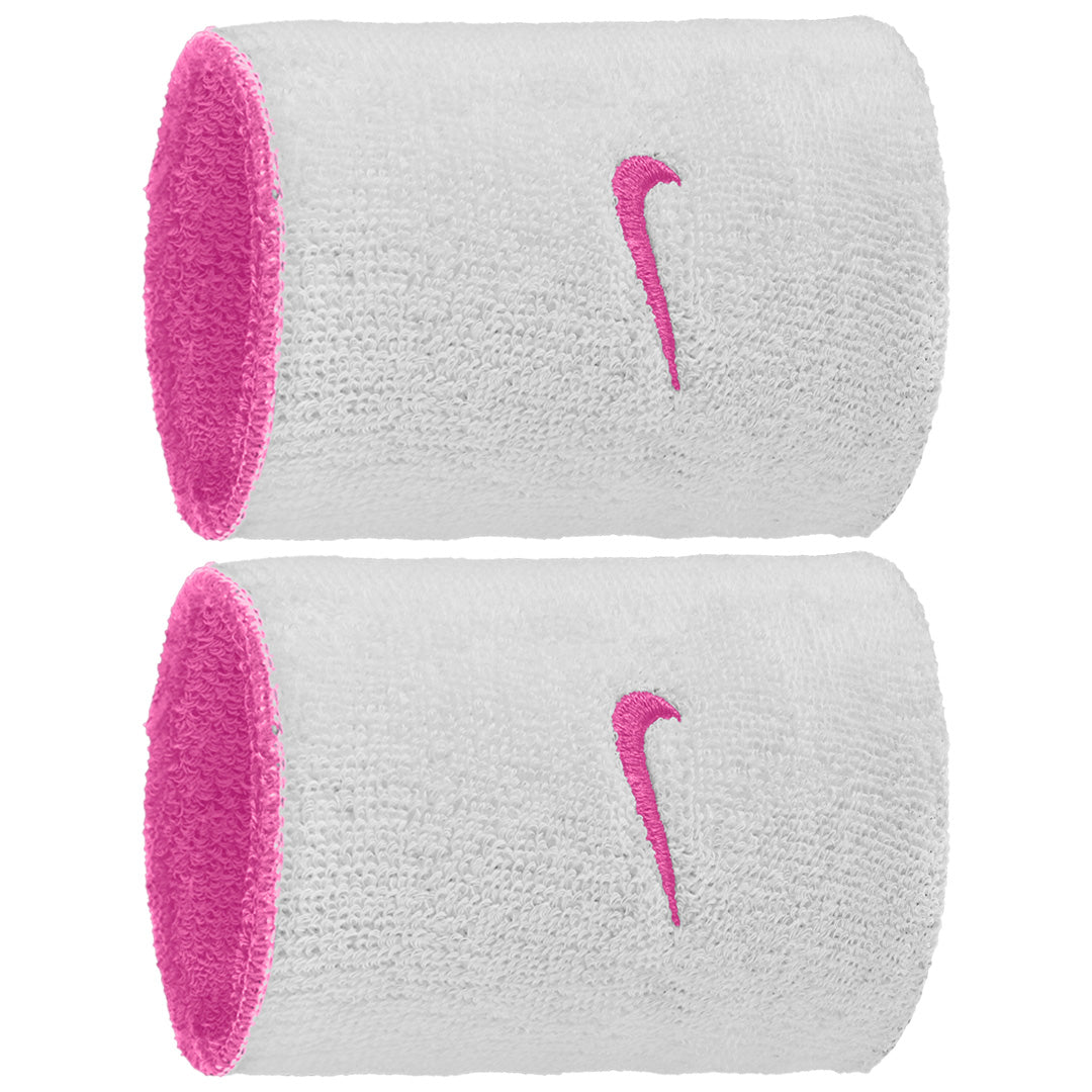 Nike Swoosh Double Wide Reversible Wristband 2 Pack - Playful Pink/White