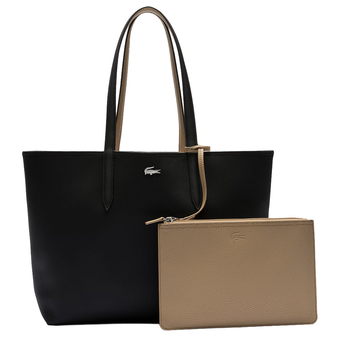 Lacoste Reversible Tote Bag With Pouch - Noir Krema