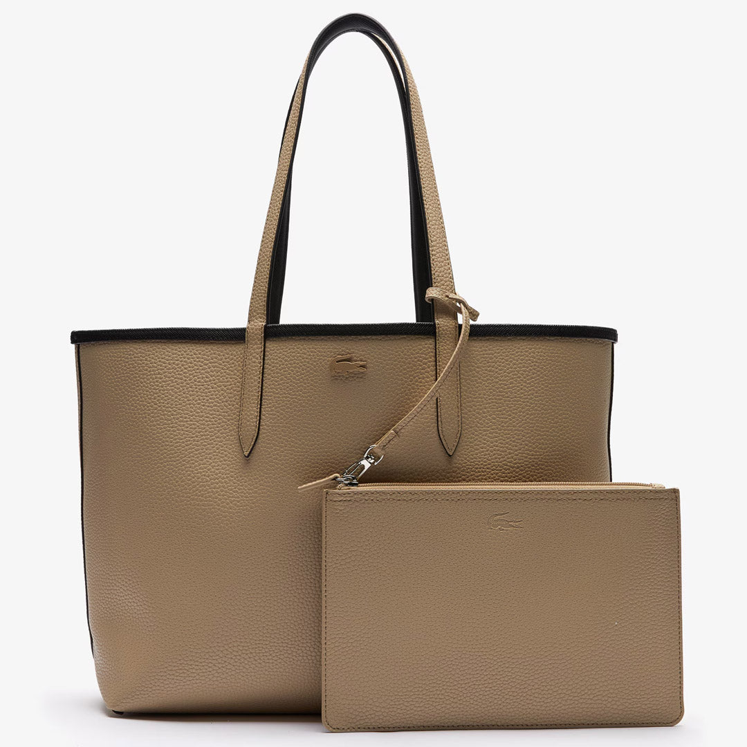 Lacoste Reversible Tote Bag With Pouch - Noir Krema
