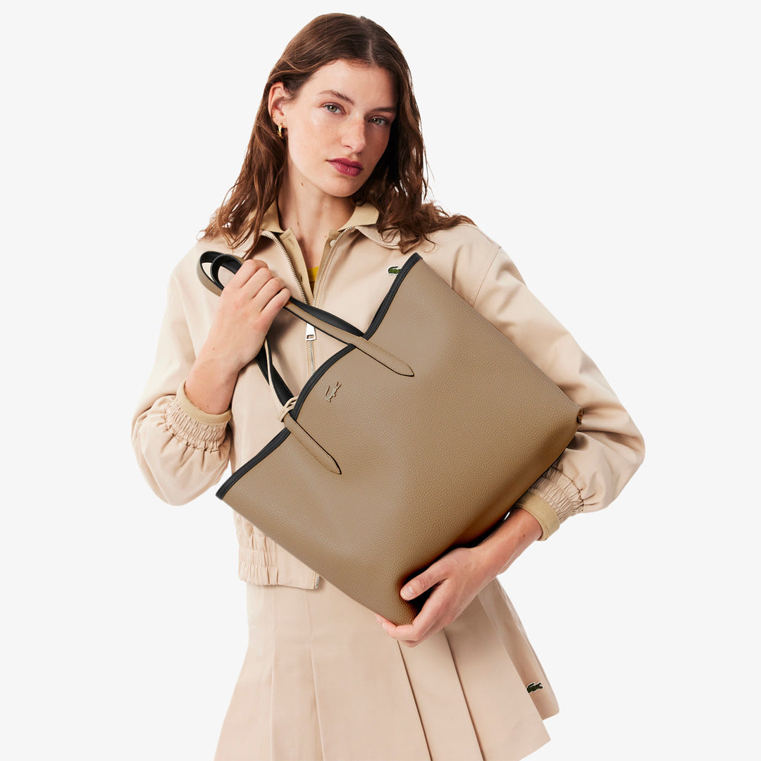 Lacoste Reversible Tote Bag With Pouch - Noir Krema