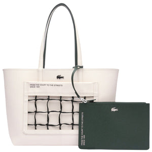Lacoste Reversible Anna Tennis Net Tote Bag - Cream/Green