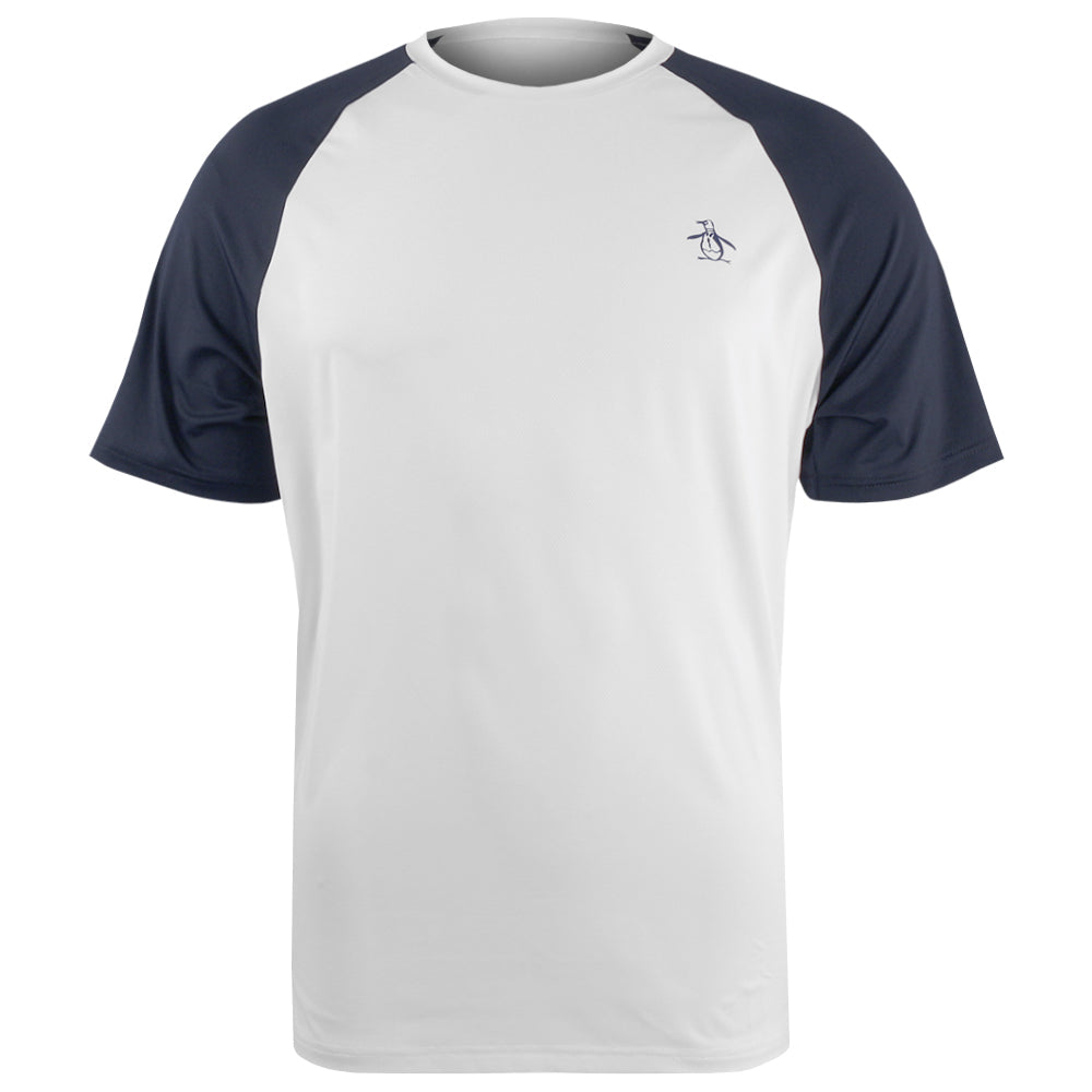 Penguin Men's Essentials Performance Core Blocked Tee - Bright White/Navy