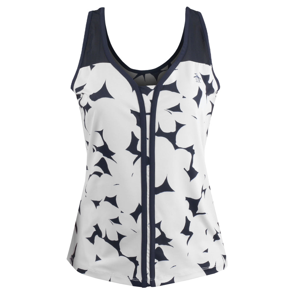 Penguin Women's Riviera Floral Tank - Bright White/Navy