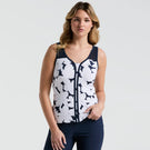 Penguin Women's Riviera Floral Tank - Bright White/Navy