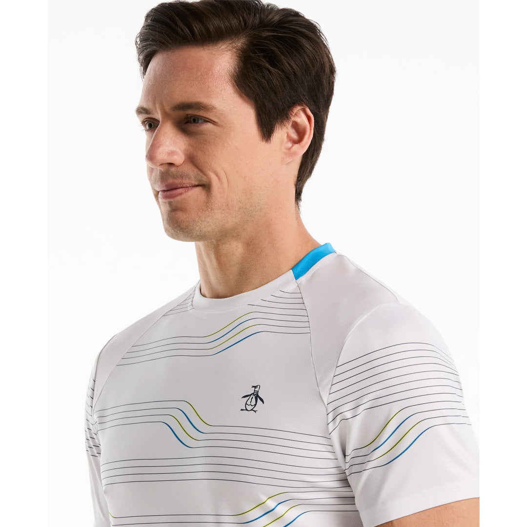 Penguin Men's Linear Block Crew Tee - Bright White