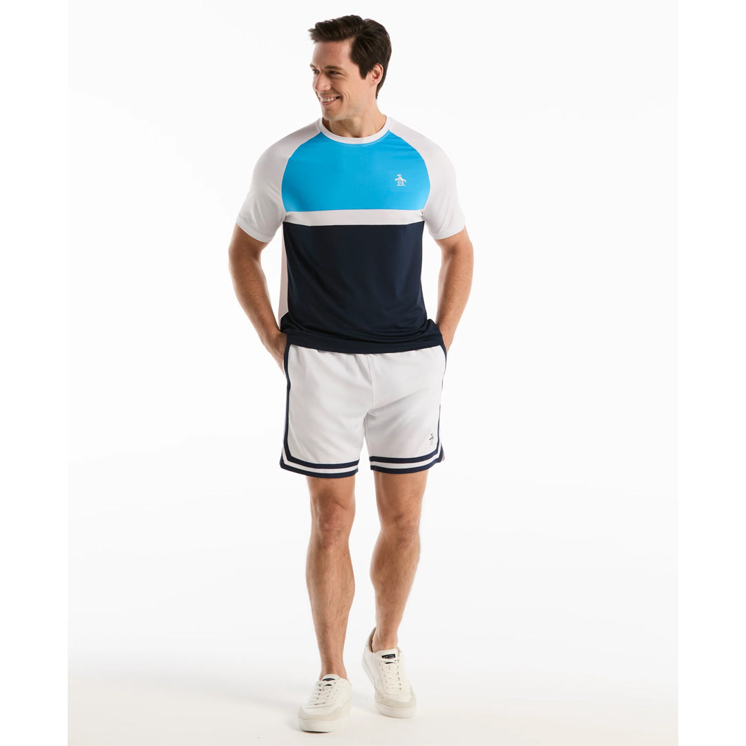 Penguin Men's Raglan Blocked Crew Tee - Malibu Blue