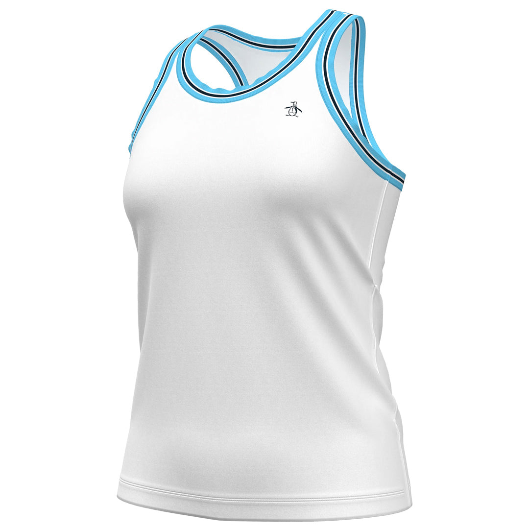 Penguin Women's Contrast Rib Racerback Tank - Bright White