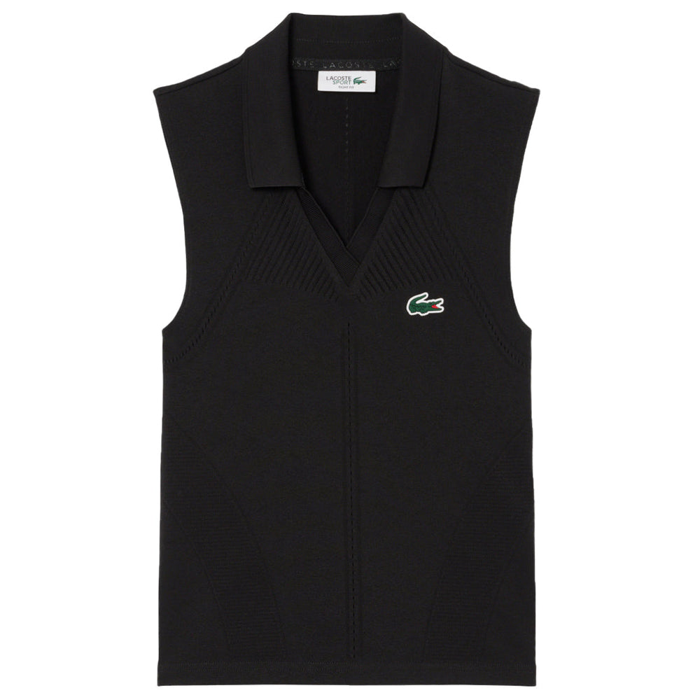 Lacoste Women's Sleeveless Stretch Knit Polo - Noir