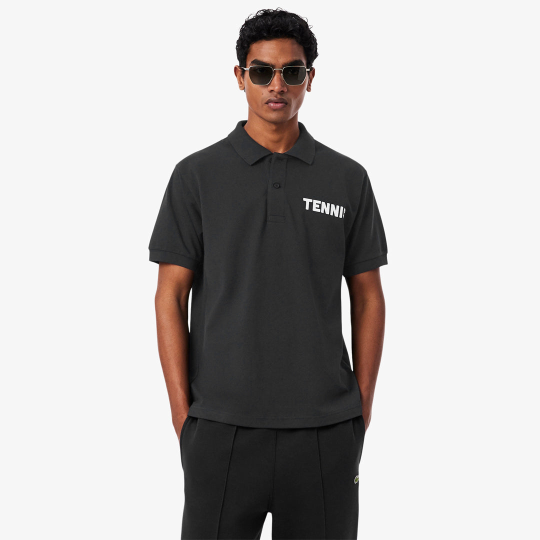 Lacoste Men's Printed Petit Pique Polo - Black