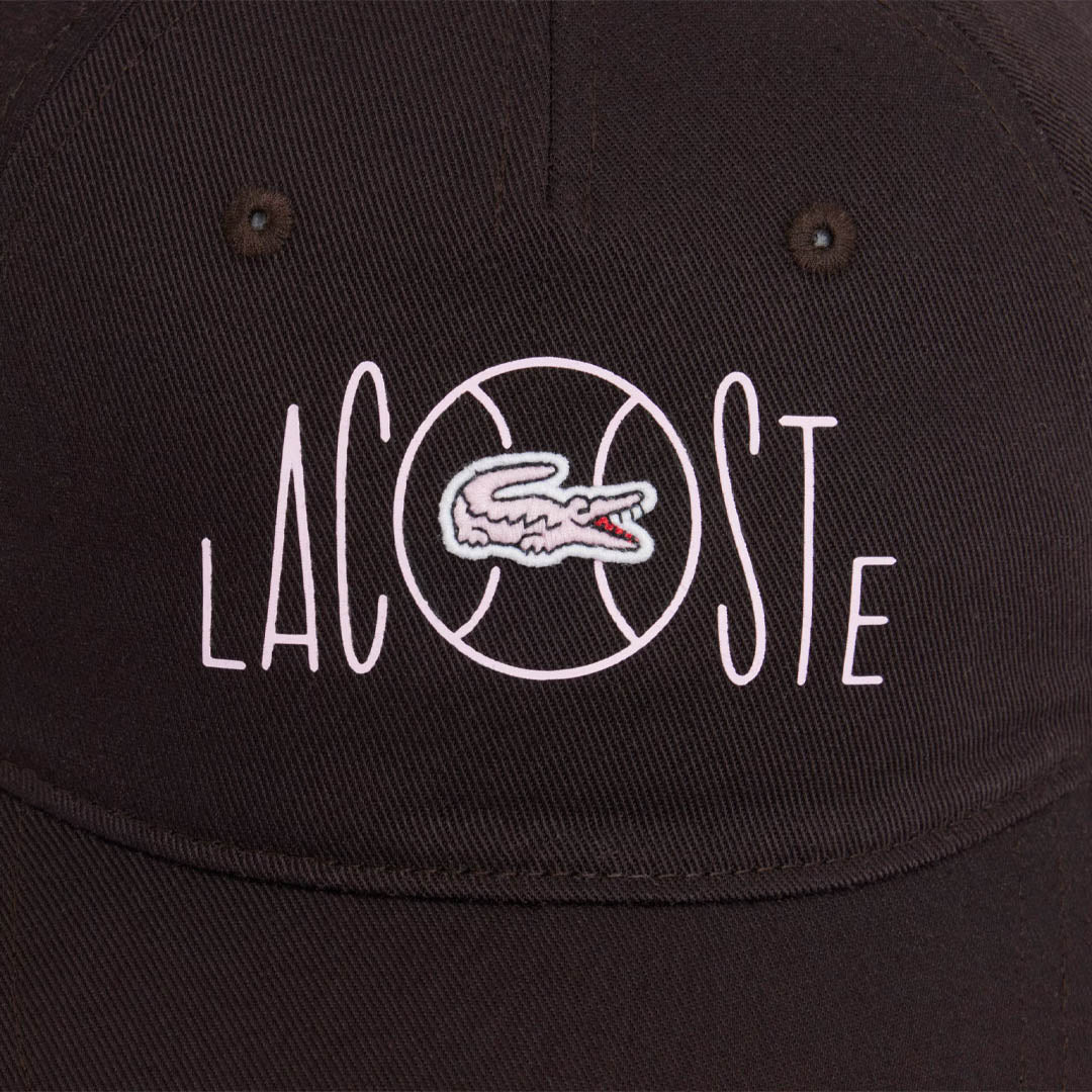 Lacoste Cotton Twill Printed Cap - Brown