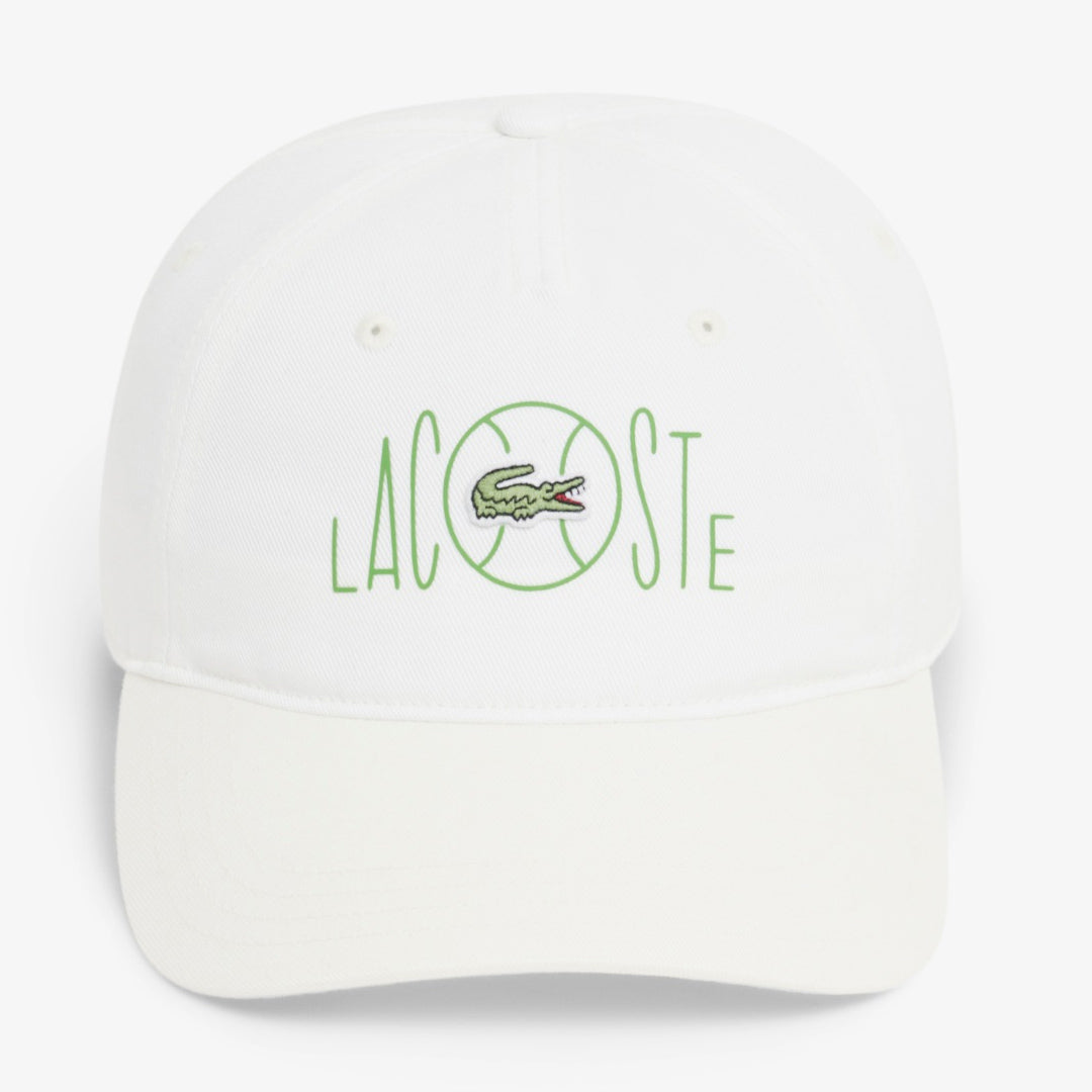 Lacoste Printed Cotton Twill Cap - White/Green