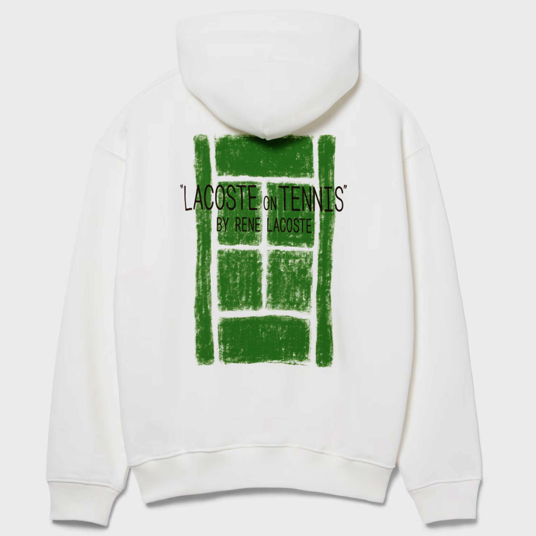 Lacoste Men's Multi Print Fleece Hoodie - Flour