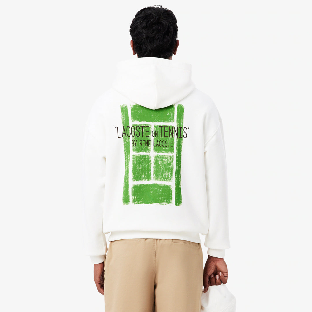 Lacoste Men's Multi Print Fleece Hoodie - Flour