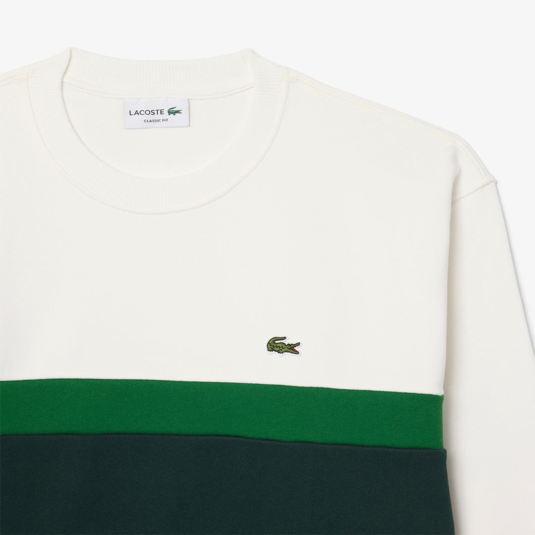 Lacoste Men's Colour Block Fleece Sweatshirt - Flour/Sinople