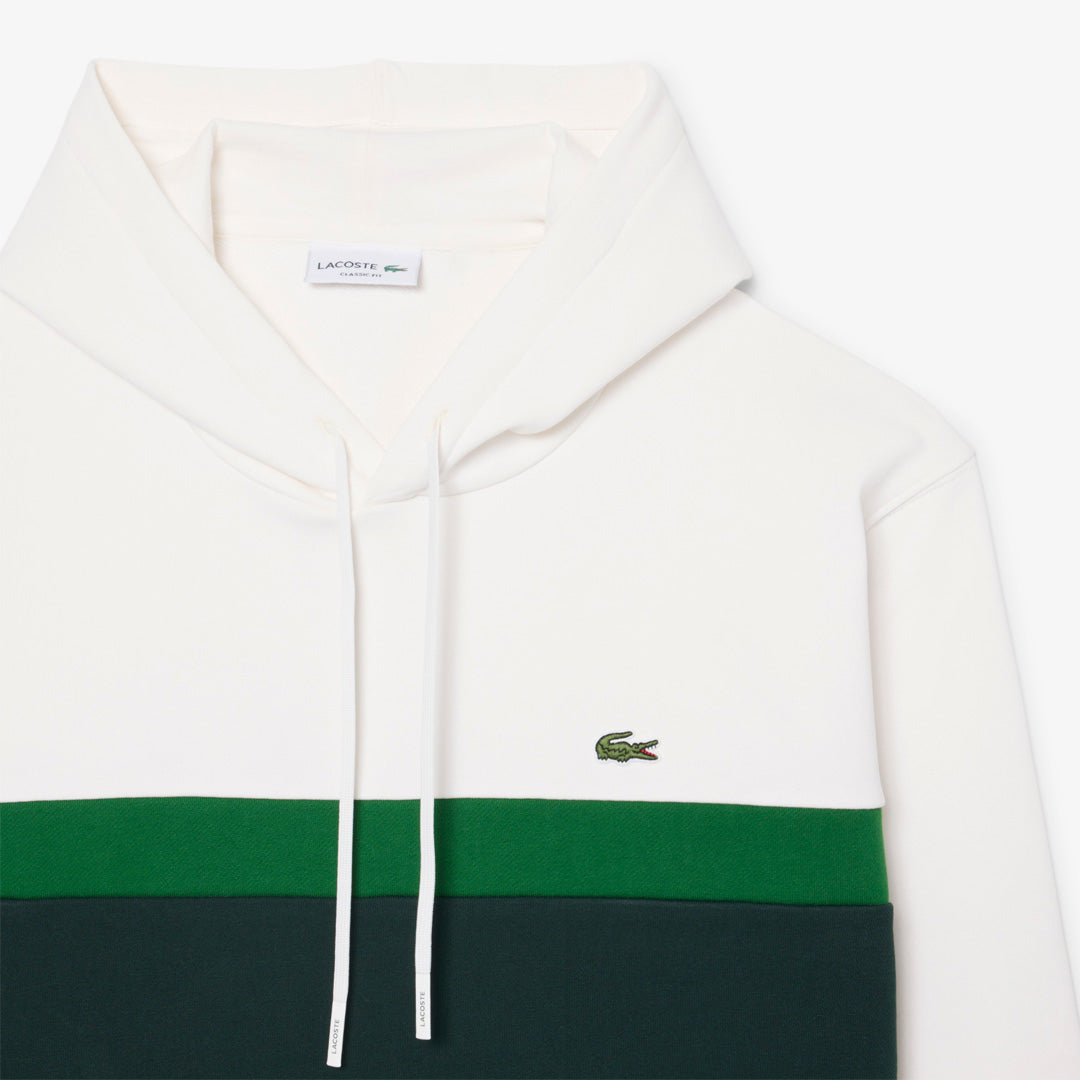 Lacoste Men's Colour Block Fleece Hoodie - Flour/Sinople