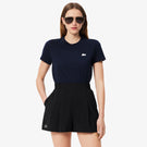 Lacoste Women's Ultra Dry Technical Cotton Tee - Navy Blue