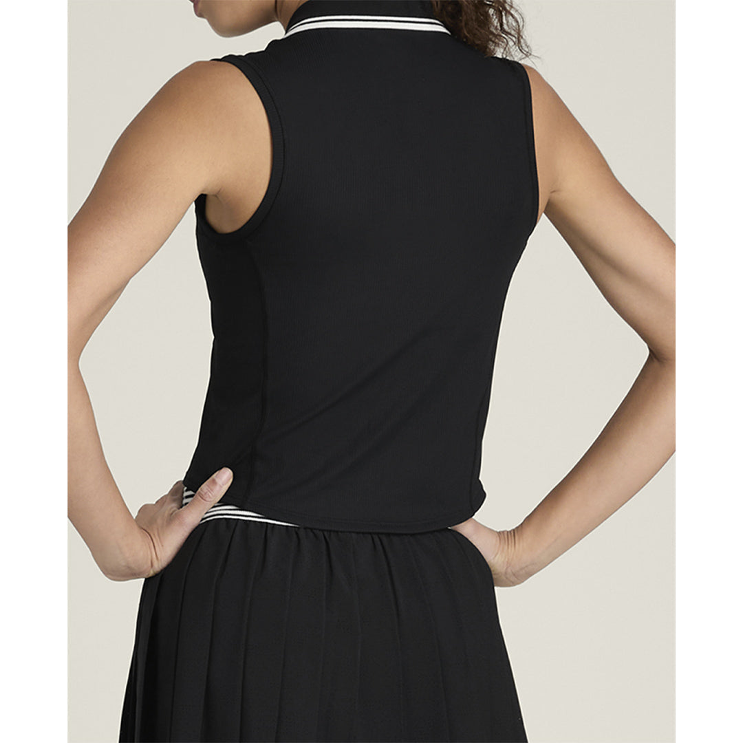 Wilson Women's Rib Sleeveless Polo - Black