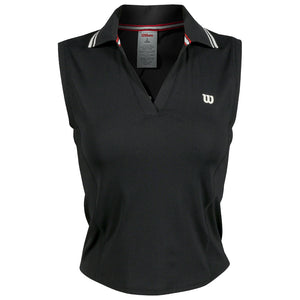Wilson Women's Rib Sleeveless Polo - Black