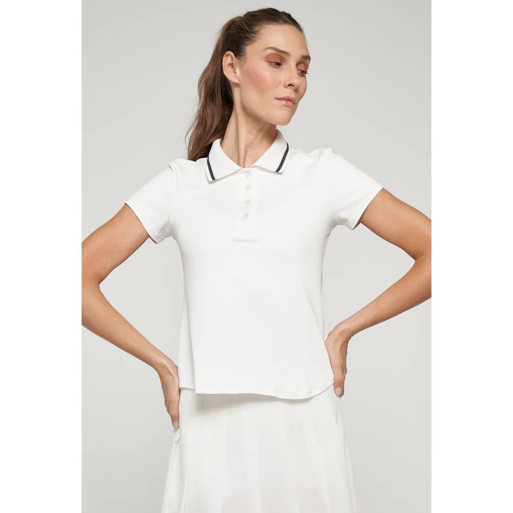 Lija Women's Don't Stop Me Now Classic Polo - White/Olive