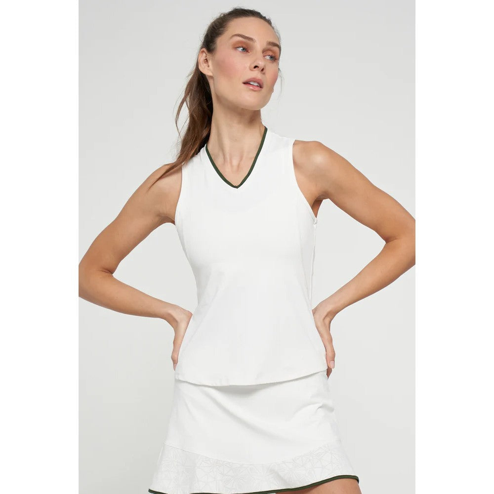 Lija Women's Don't Stop Me Now Victory Tank - White/Dark Olive