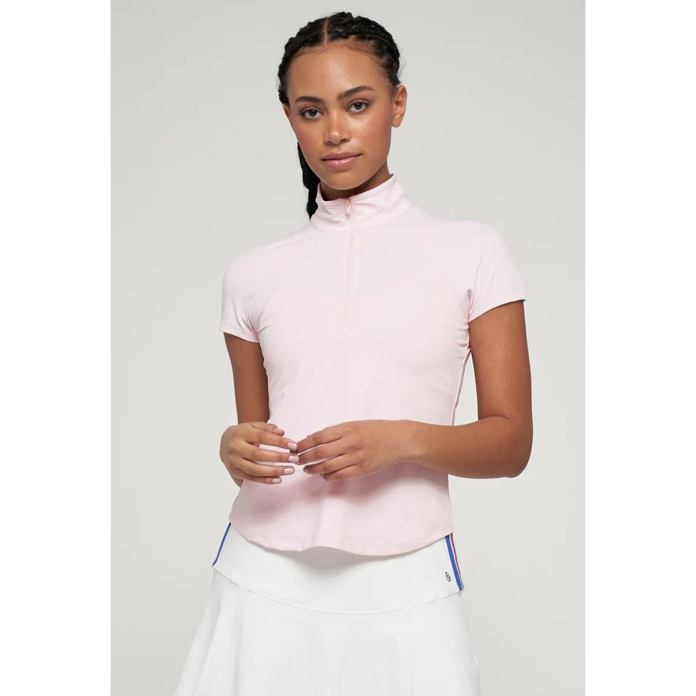 Lija Women's Don't Stop Me Now Sly Zip Mock Top - Blush