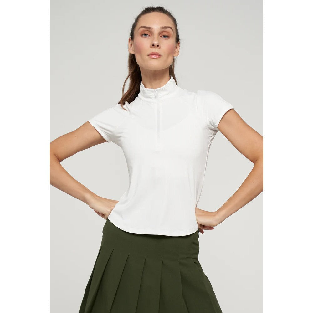 Lija Women's Sly Zip Mock Top - White