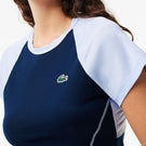 Lacoste Women's Ultra Dry Stretch Tee - Navy/Light Blue