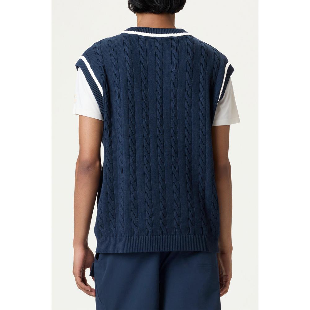 Fila Men's Baseline Cable Knit Vest - Fila Navy