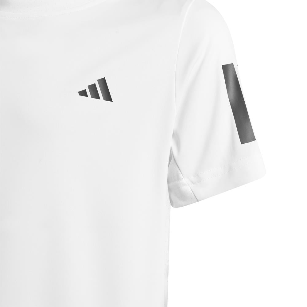 adidas Boys Club 3 Stripe Tee - White/Black